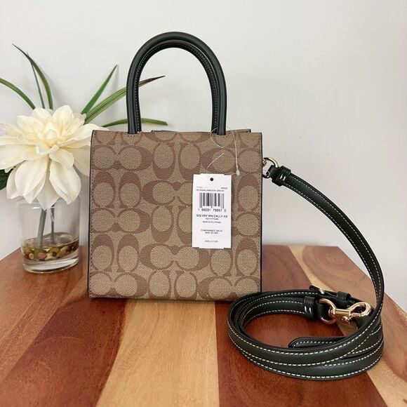 NWT Coach Mini Cally Crossbody‎ In Signature Canvas With Varsity Motif - Picture 2 of 9